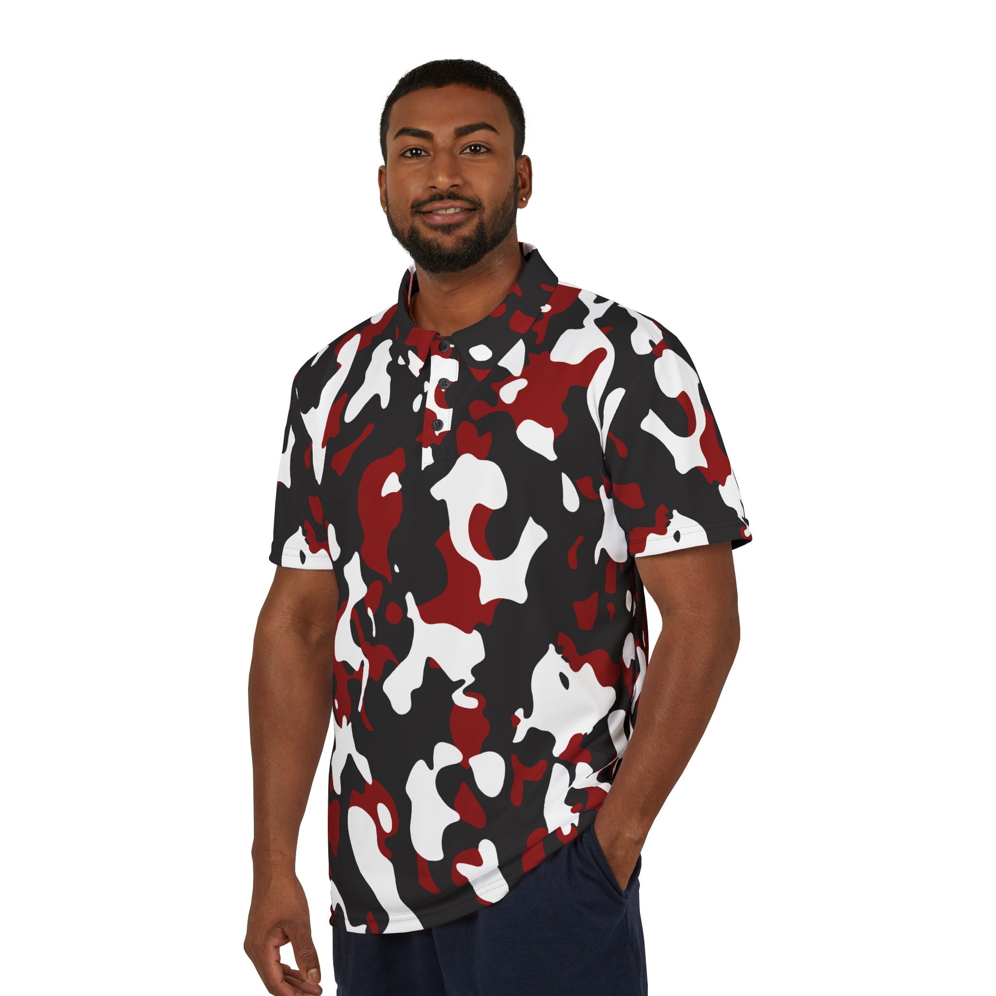 "All-Over Print" Burgundy Camo Unisex Polo Shirt