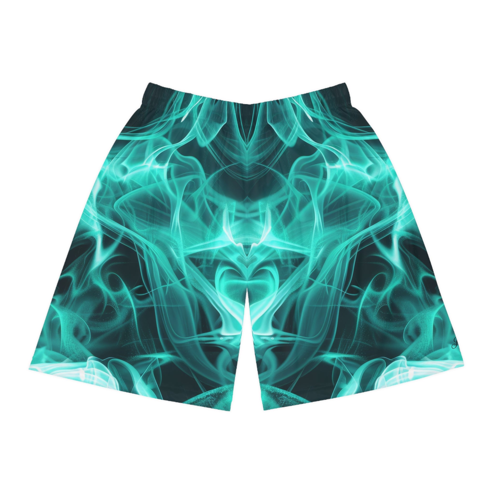 "All-Over Print" Teal Flame Basketball Shorts