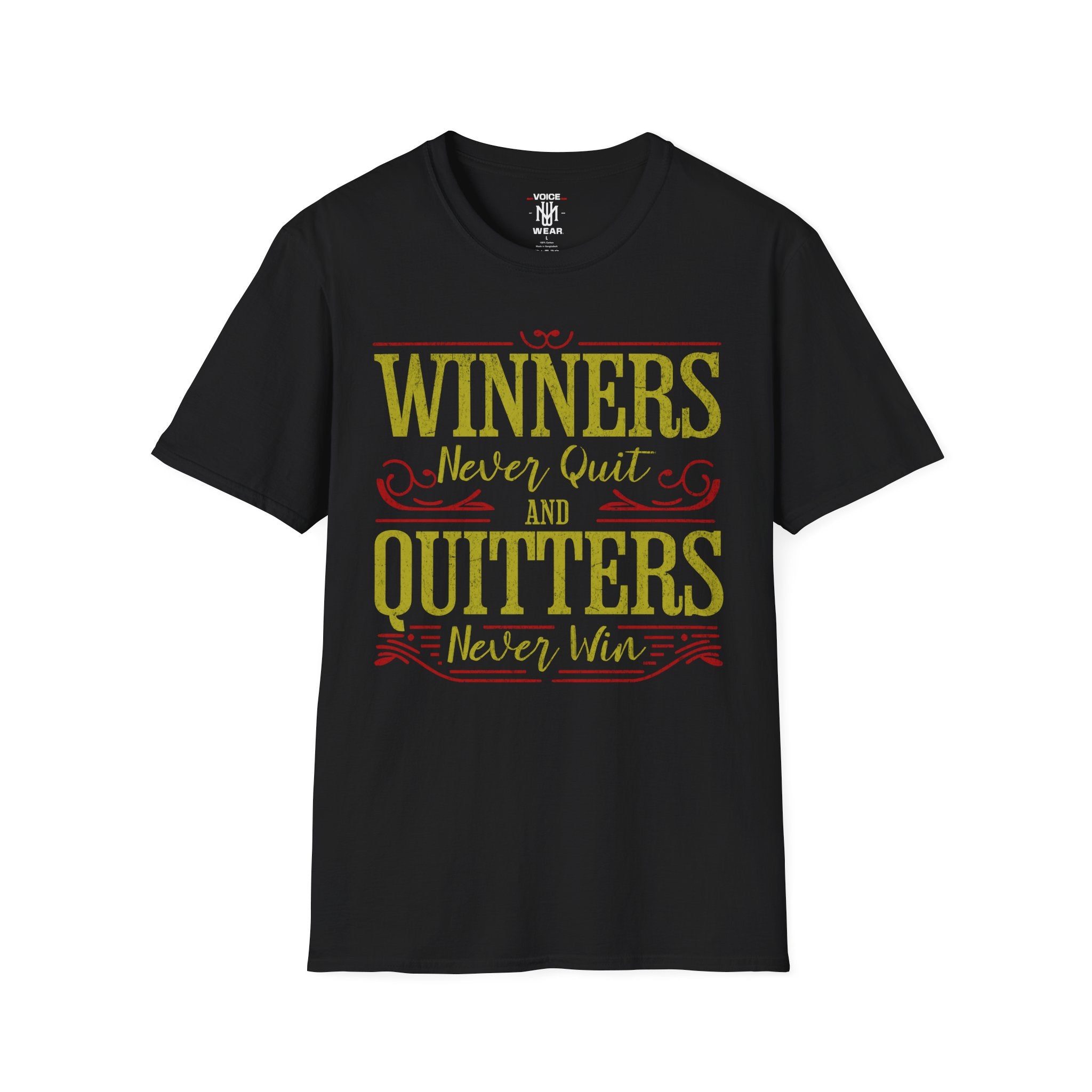 "Winners Never Quit" - "moti-Voice-tion Wear" T-Shirt