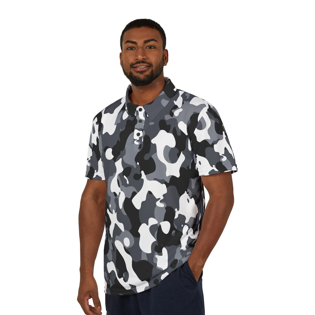 "All-Over Print" Gray Camo Unisex Polo Shirt