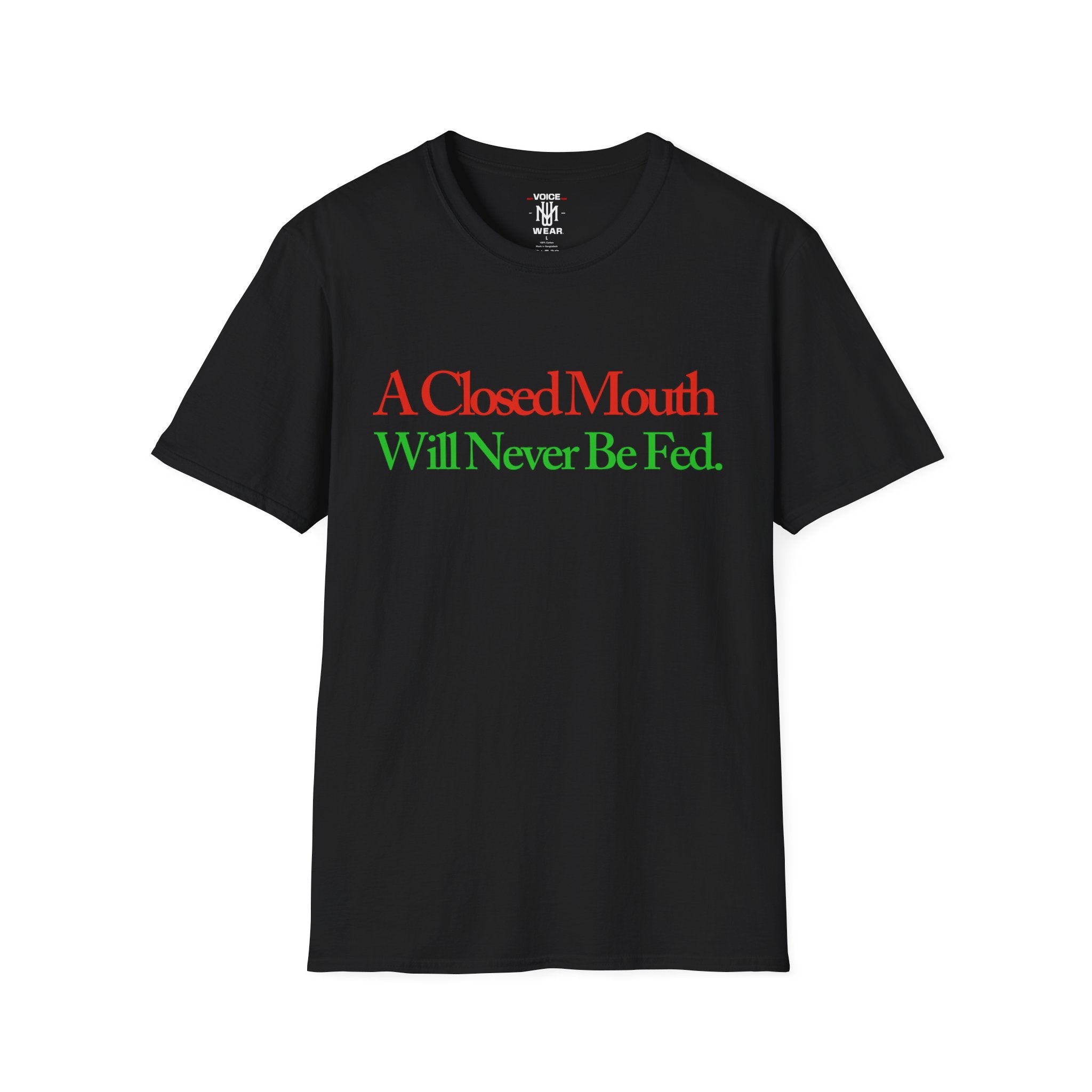 "A Closed Mouth" - "moti-Voice-tion Wear" T-Shirt