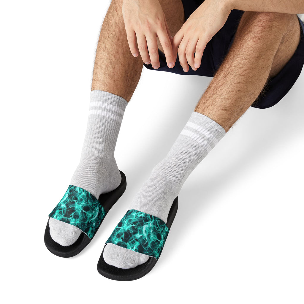 "All-Over Print" - Teal Flame Men's Removable-Strap Sandals