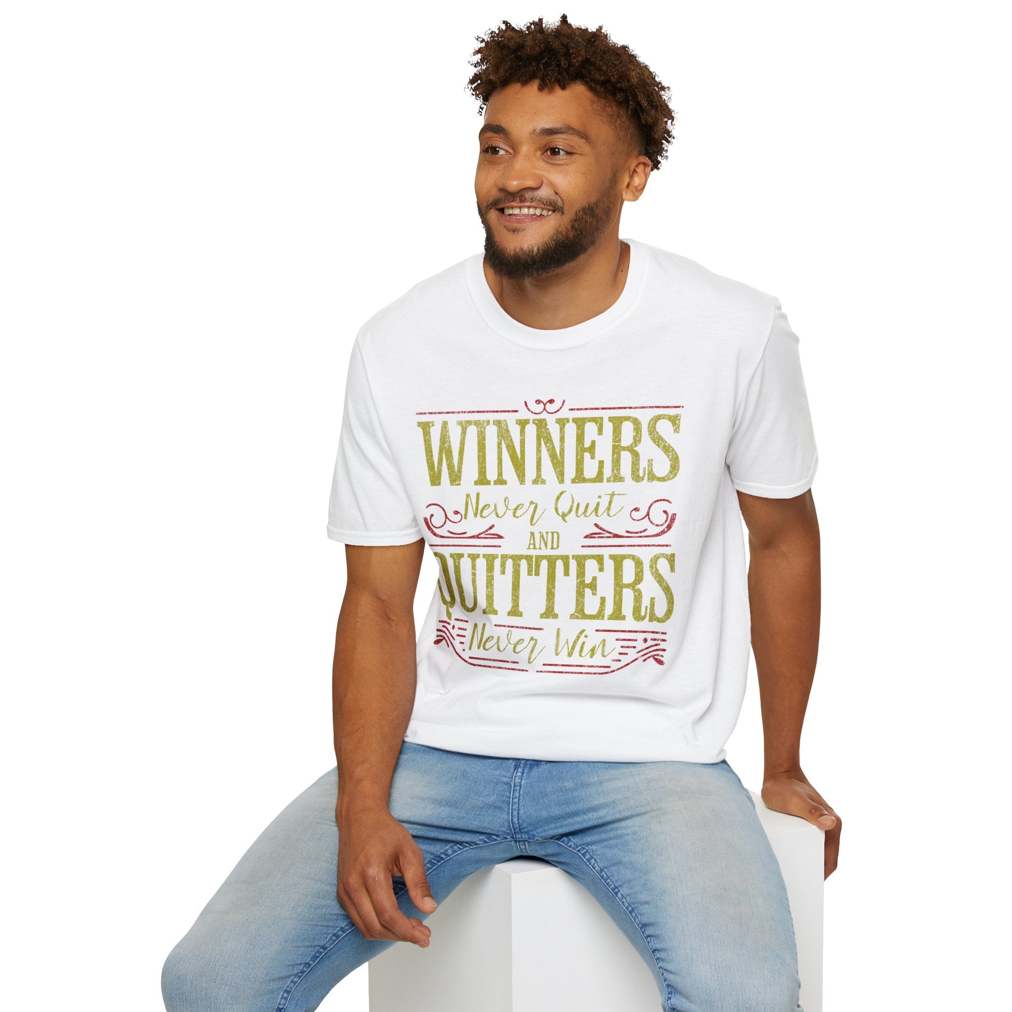 "Winners Never Quit" - "moti-Voice-tion Wear" T-Shirt