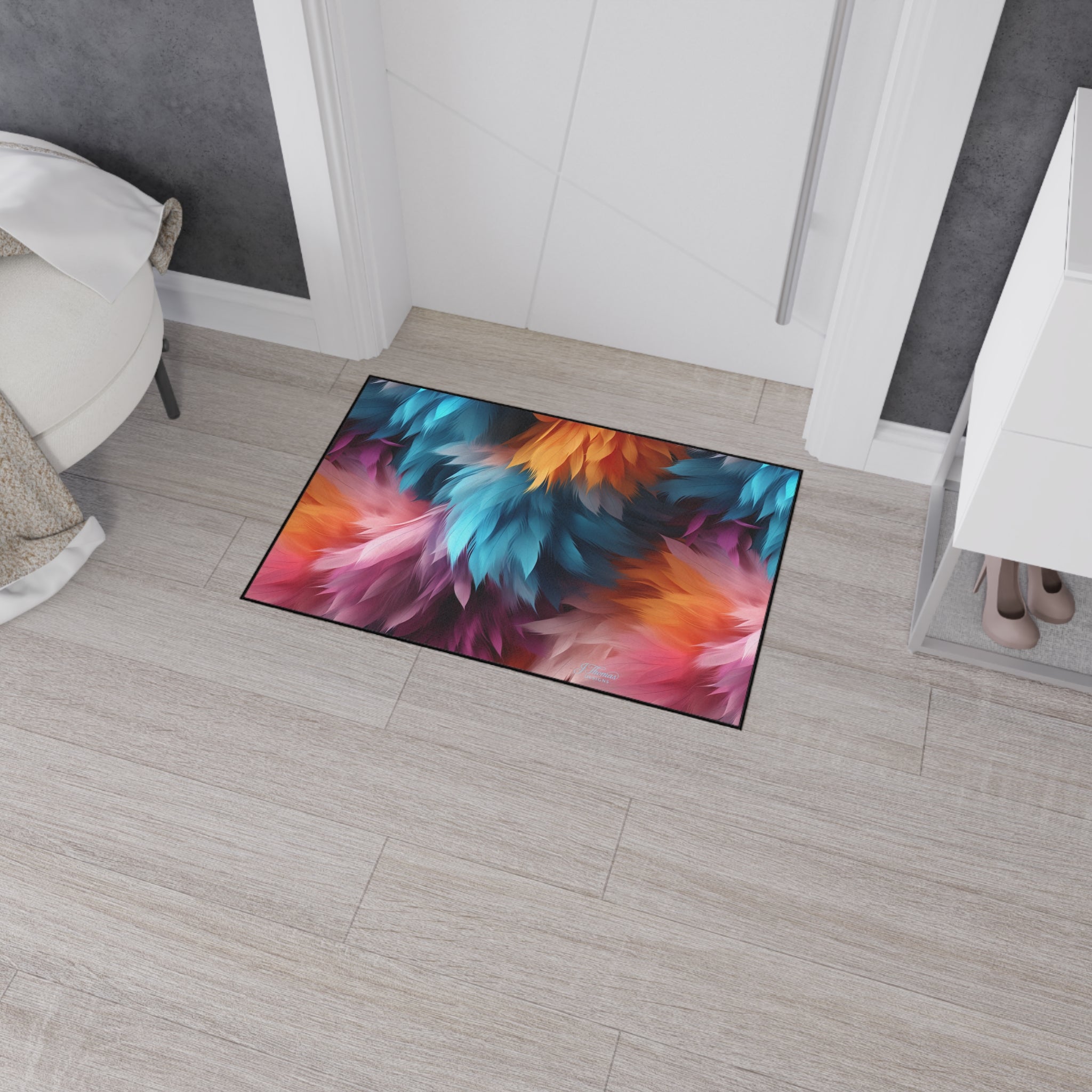Heavy Duty Floor Mat – Colored Feathers