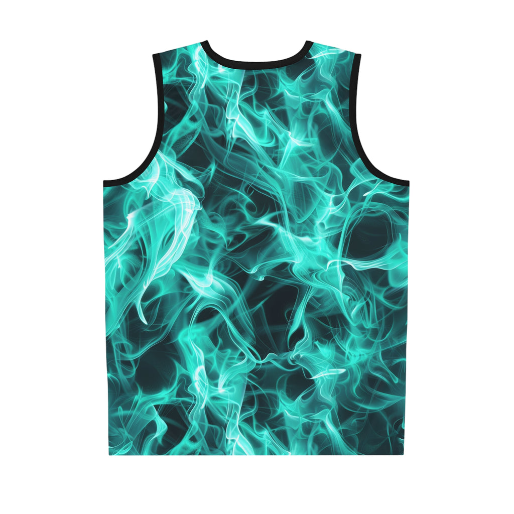 "All-Over Print" Teal Flame Basketball Jersey