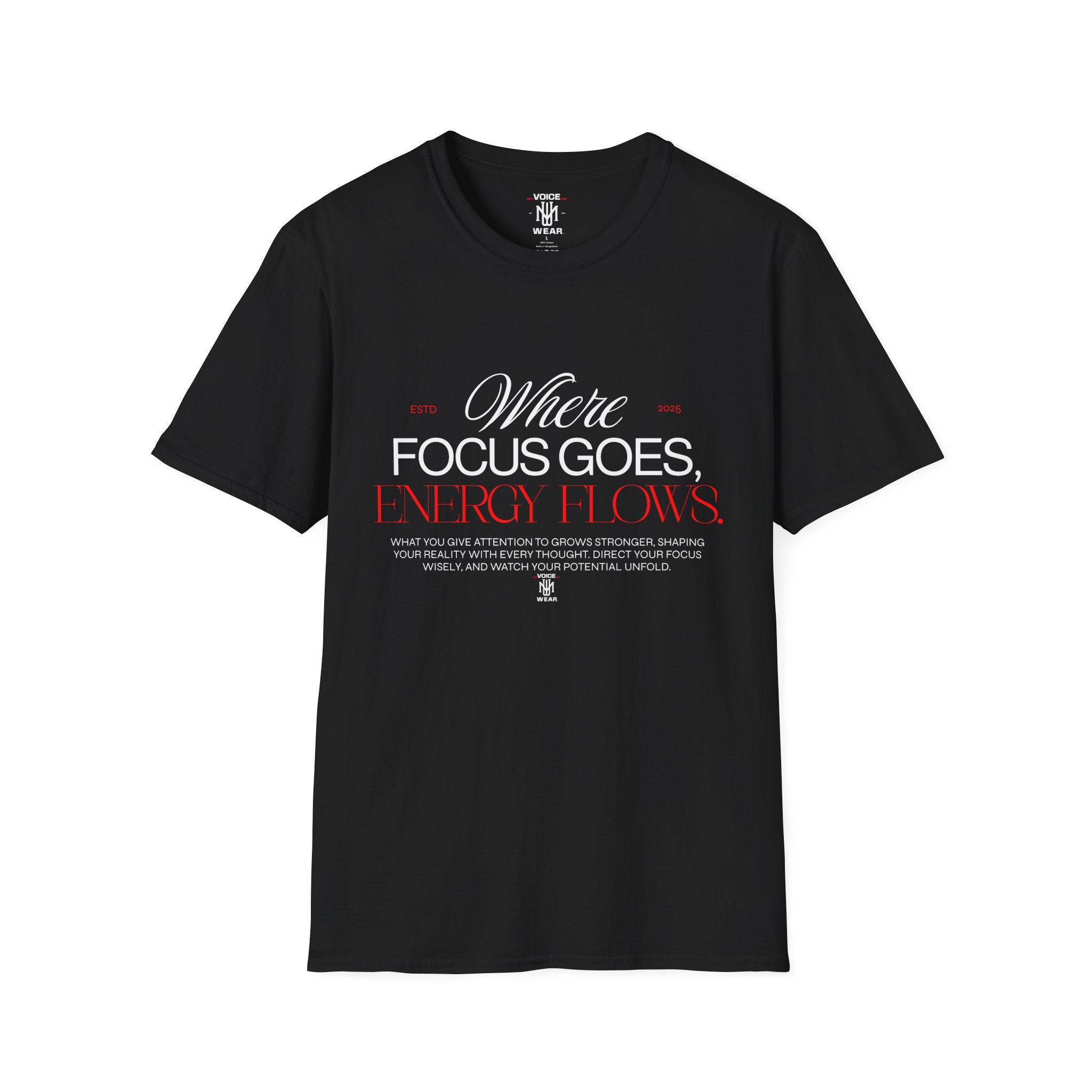 "Where Focus Goes" (Red) - "moti-Voice-tion Wear" T-Shirt