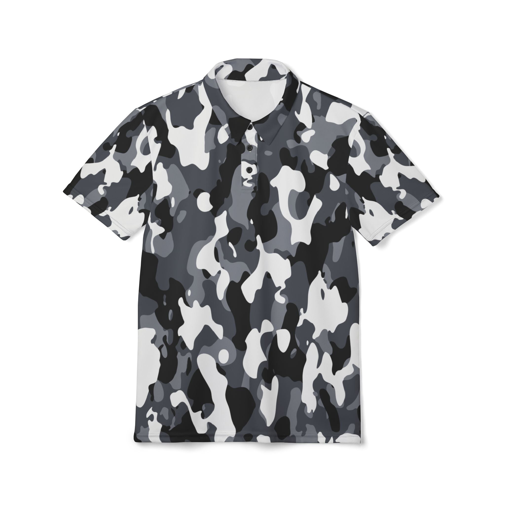 "All-Over Print" Gray Camo Unisex Polo Shirt