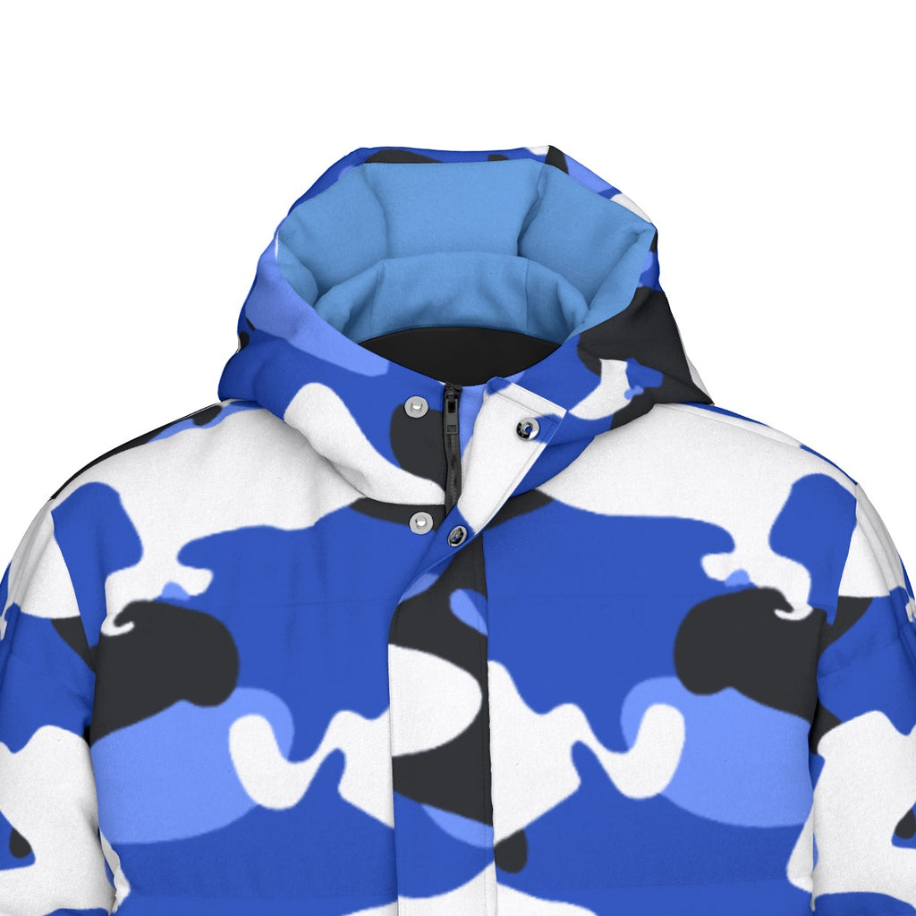 "All Over Print" Blue Unisex Long Down Jacket