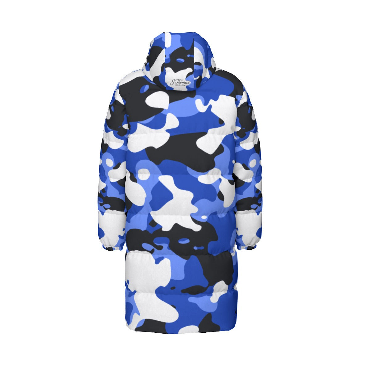 "All Over Print" Blue Unisex Long Down Jacket
