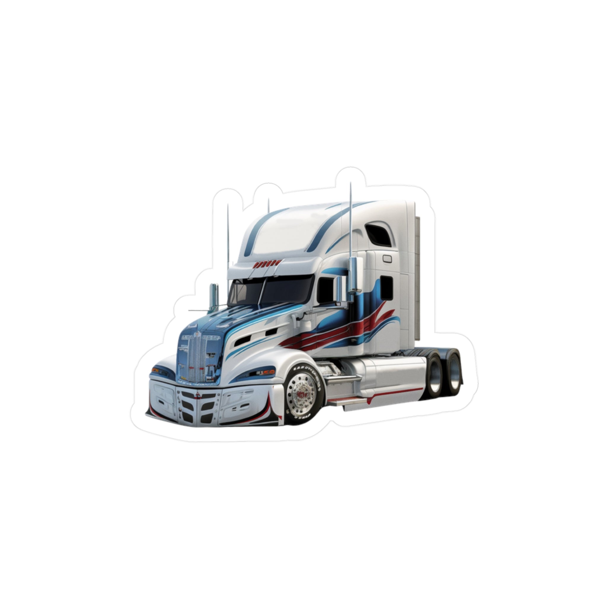 White Semi Truck Vinyl Decal