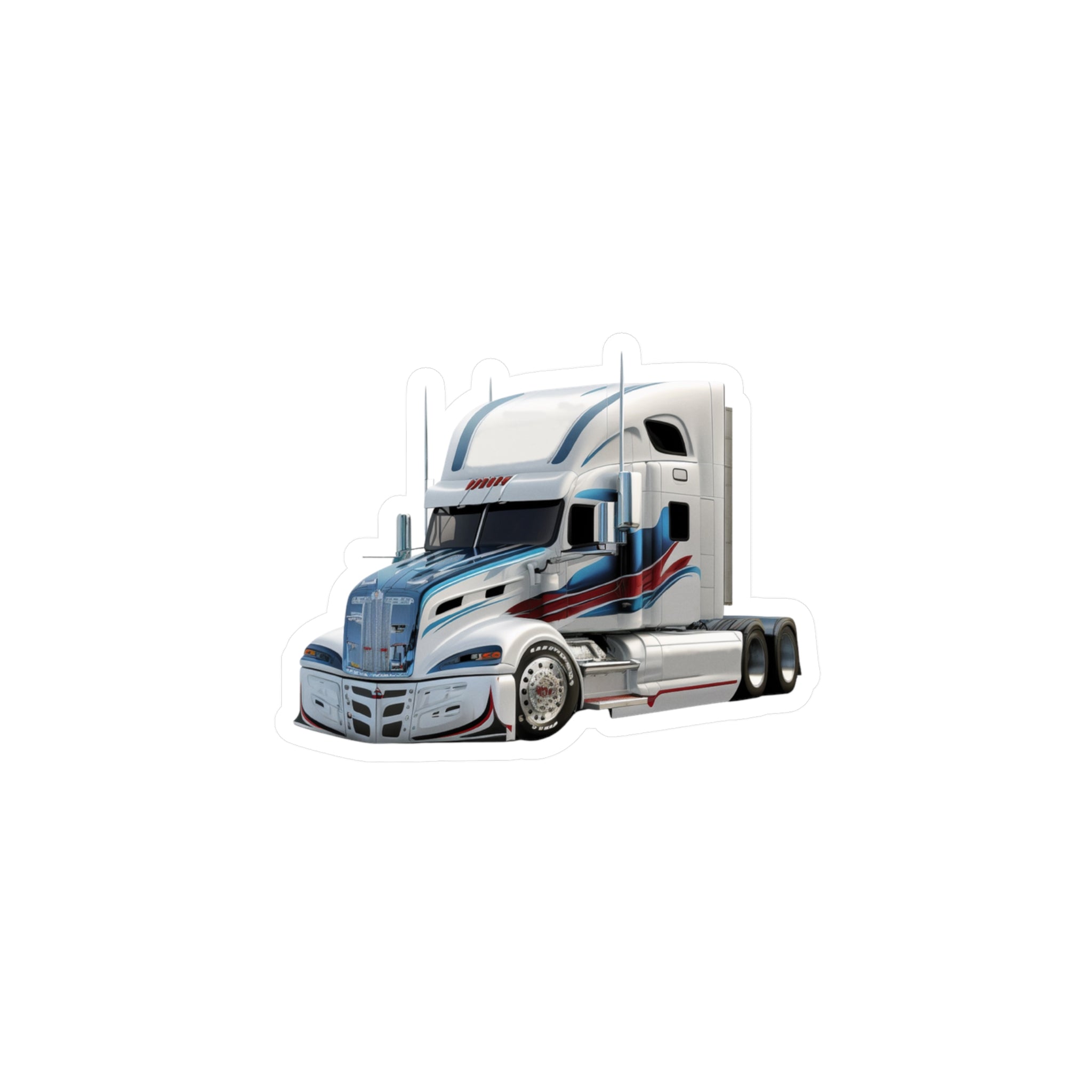 White Semi Truck Vinyl Decal