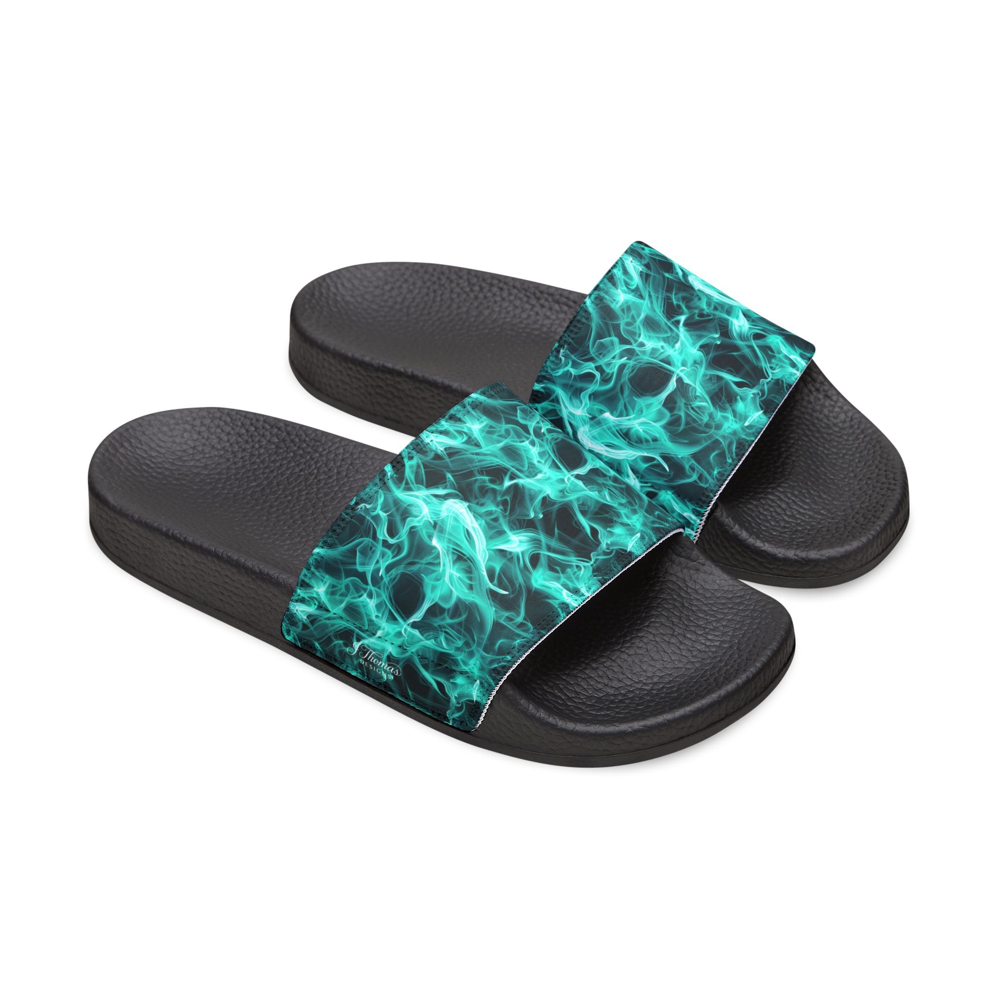"All-Over Print" - Teal Flame Men's Removable-Strap Sandals