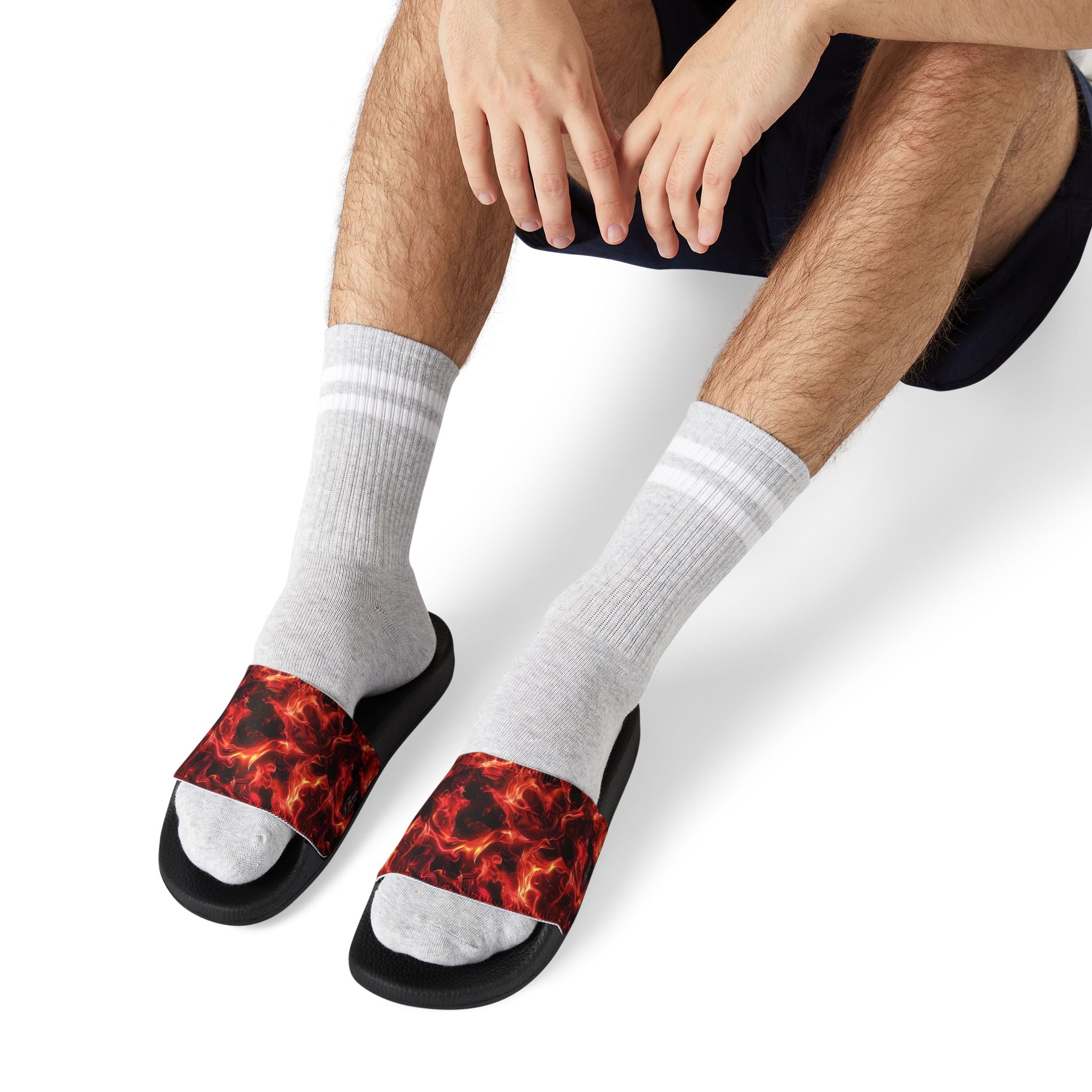 "All-Over Print" Red Flame Men's Removable-Strap Sandals