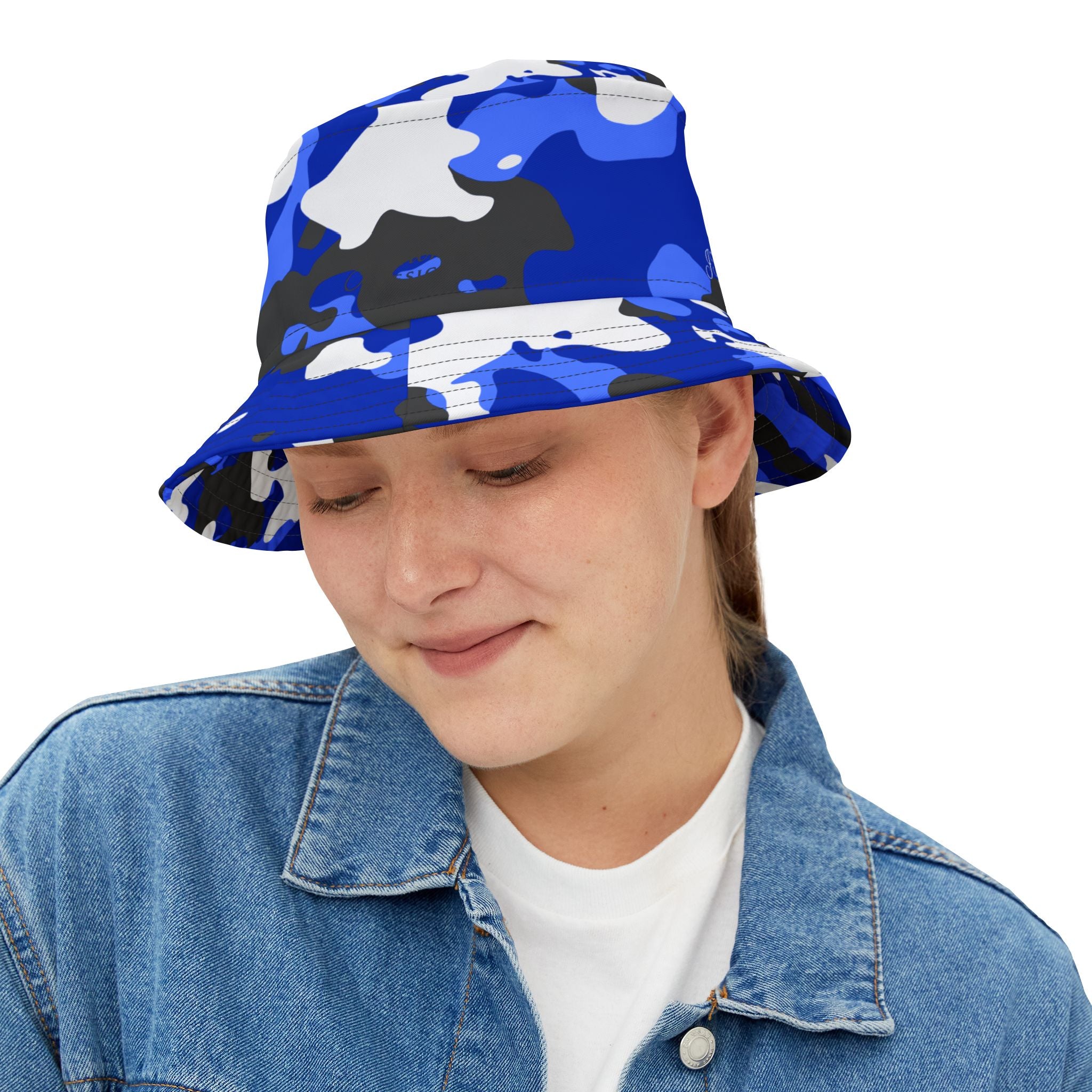“All-Over Print” Blue Camo Bucket Hat