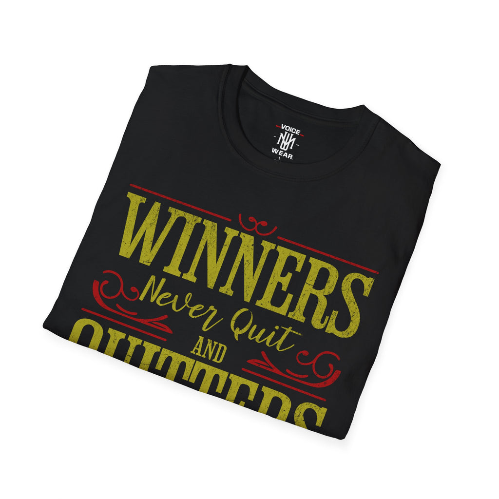 "Winners Never Quit" - "moti-Voice-tion Wear" T-Shirt
