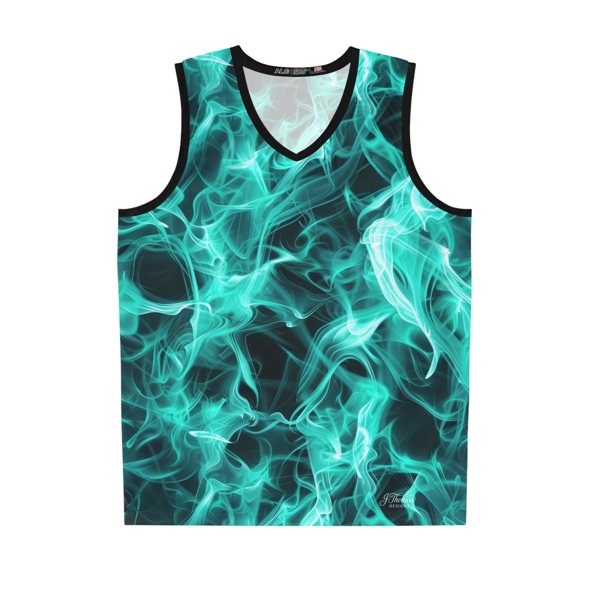 "All-Over Print" Teal Flame Basketball Jersey