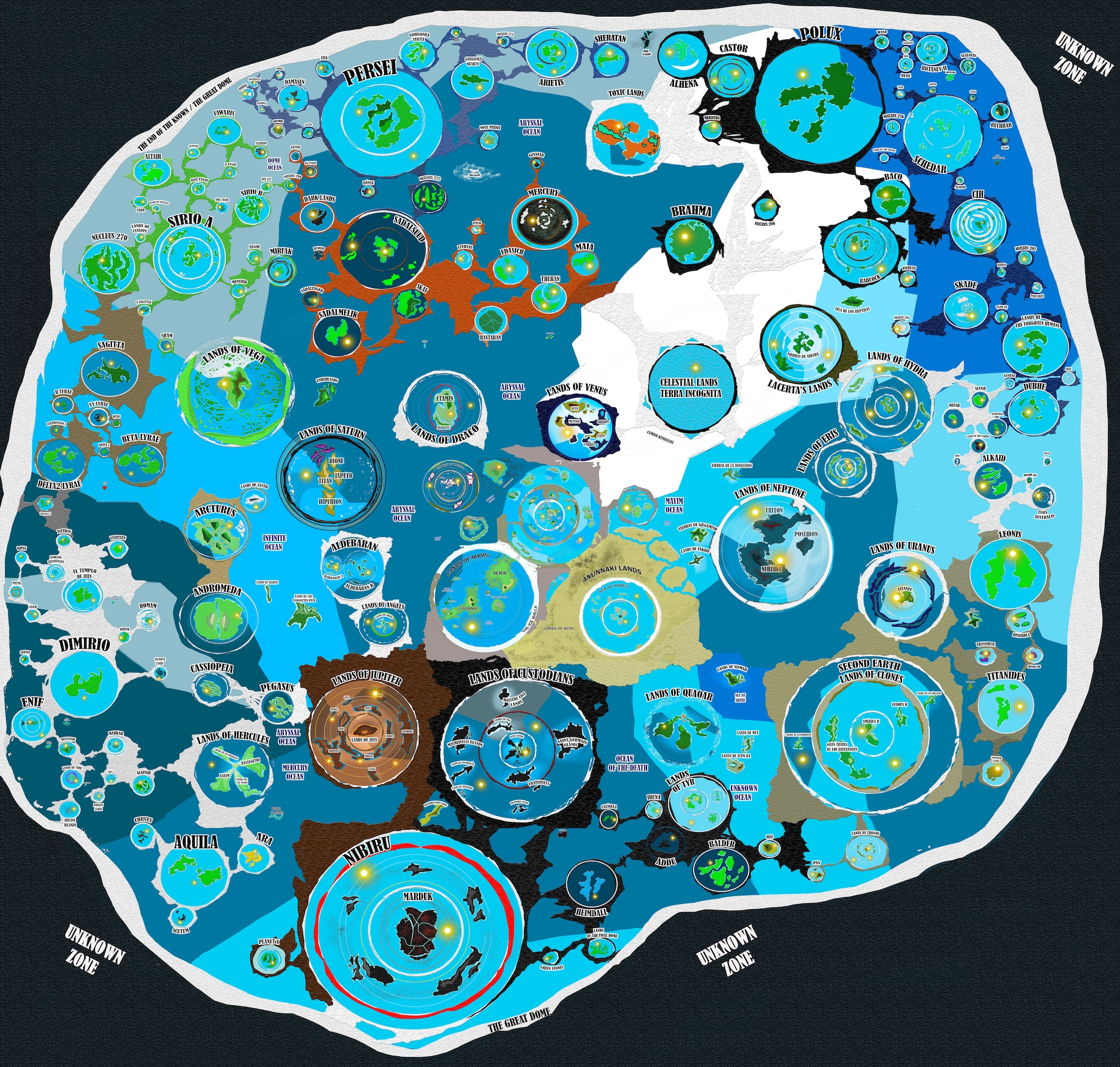 Terra Infinita Flat Earth Map - "178 Worlds Under The Great Dome" - Digital Download